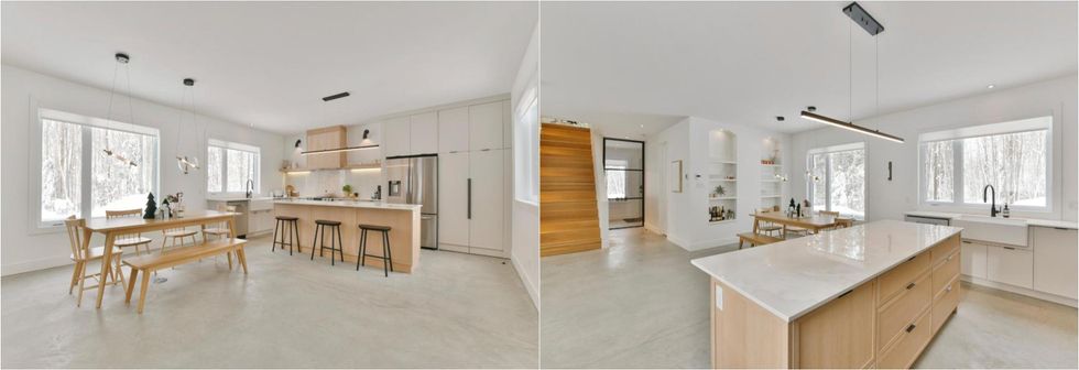 La cuisine et la salle \u00e0 manger.