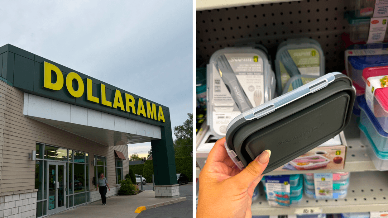 La façade d'un Dollarama. Droite :