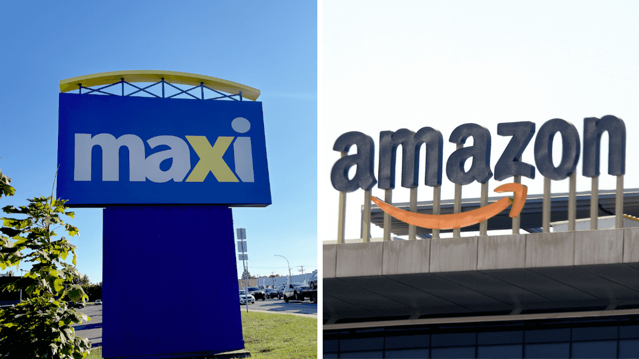La façade d'un Maxi. La bannière d'un Amazon.