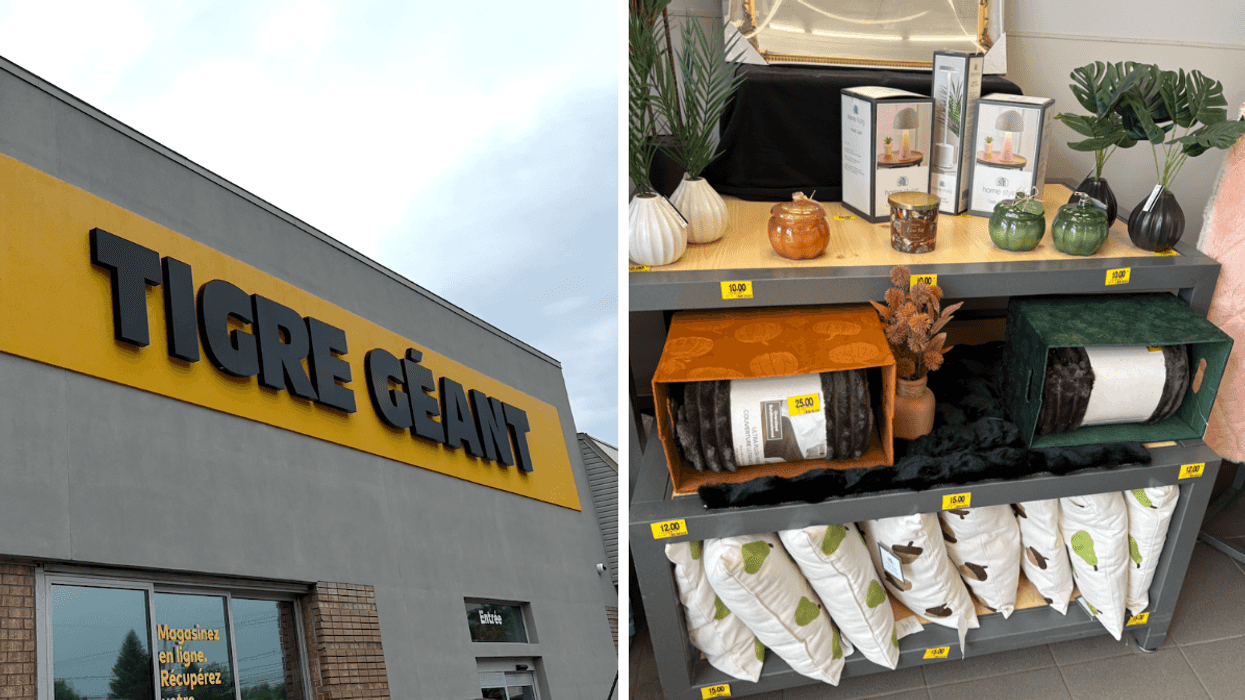 La façade d'un Tigre Géant. Droite : Des décorations d'automne au Tigre Géant.