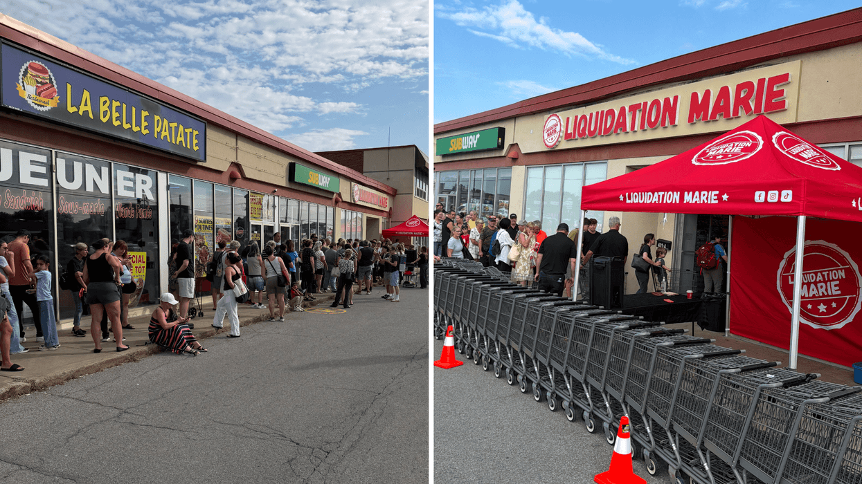 La file d'attente pour entrer au nouveau Liquidation Marie de Vaudreuil-Dorion.
