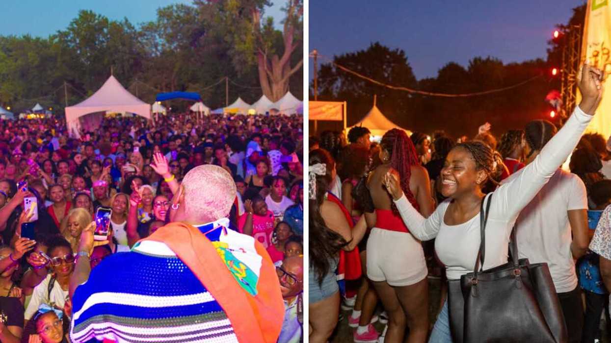 La foule au Festival Haïti en Folie. Des femmes ont du plaisir au Festival Haïti en Folie.