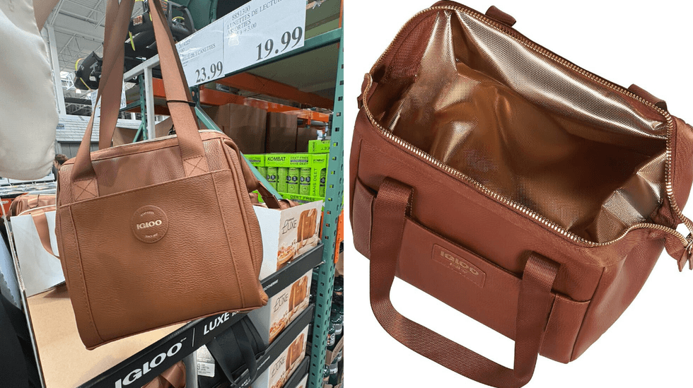 La glaci\u00e8re Igloo Luxe au Costco. Droite : La glaci\u00e8re Igloo Luxe sur le site d'Amazon Canada.