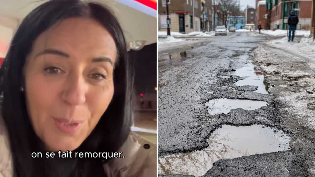 La mairesse de Montréal. Droite : des nids-de-poule.