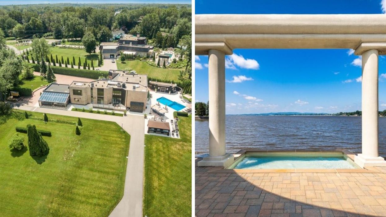 La maison la plus chère à vendre à Laval. Droite : La vue de la maison à vendre à Laval.