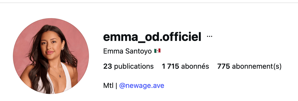 La page Instagram d'Emma d'OD Panama lors du d\u00e9voilement des candidates.