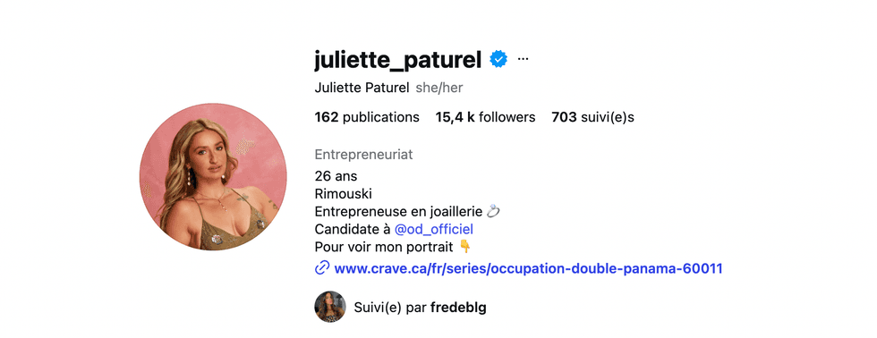 La page Instagram de Juliette d'OD Panama.