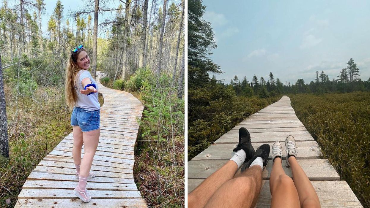 La passerelle du Parc écoforestier de Johnville.