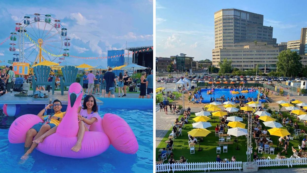 La piscine du Festibière de Gatineau. Droite : Le site du Festibière de Gatineau.
