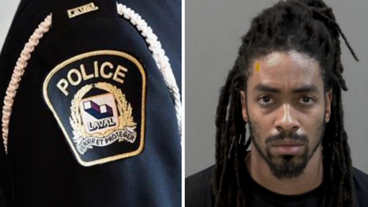 La police de Laval. Droite : Jemsley Olivier Printemps Sanon.