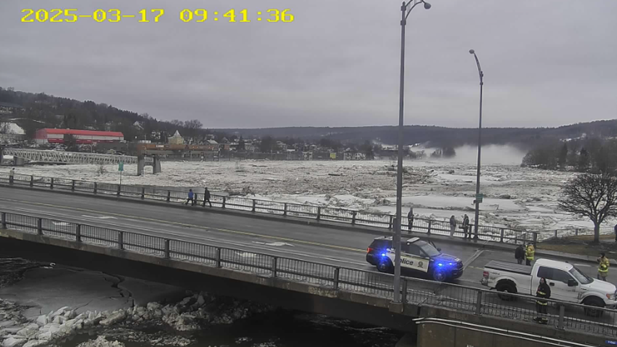 La rivière Chaudière à Beauceville en date du 17 mars 2025.