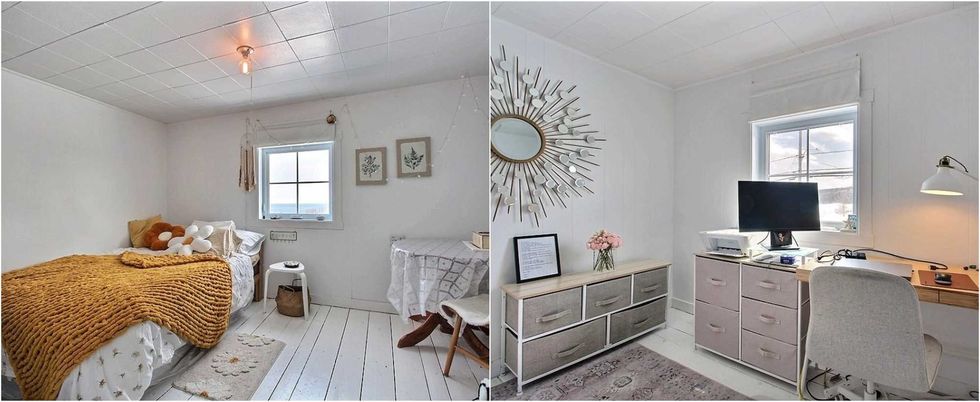 La seconde chambre. Droite : un bureau lumineux \u00e0 l'\u00e9tage.
