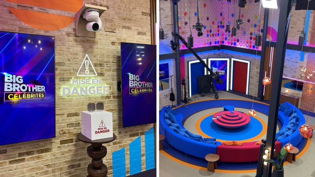 La section de Mise en danger de Big Brother Célébrités 2025. Droite : Le salon de Big Brother Célébrités 2025.