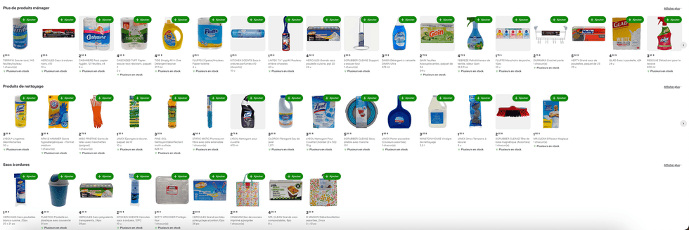 La section \u00ab Produits m\u00e9nagers \u00bb de la plateforme de vente en ligne de Dollarama.