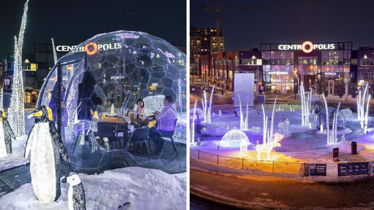 La terrasse hivernale du Centropolis de Laval.