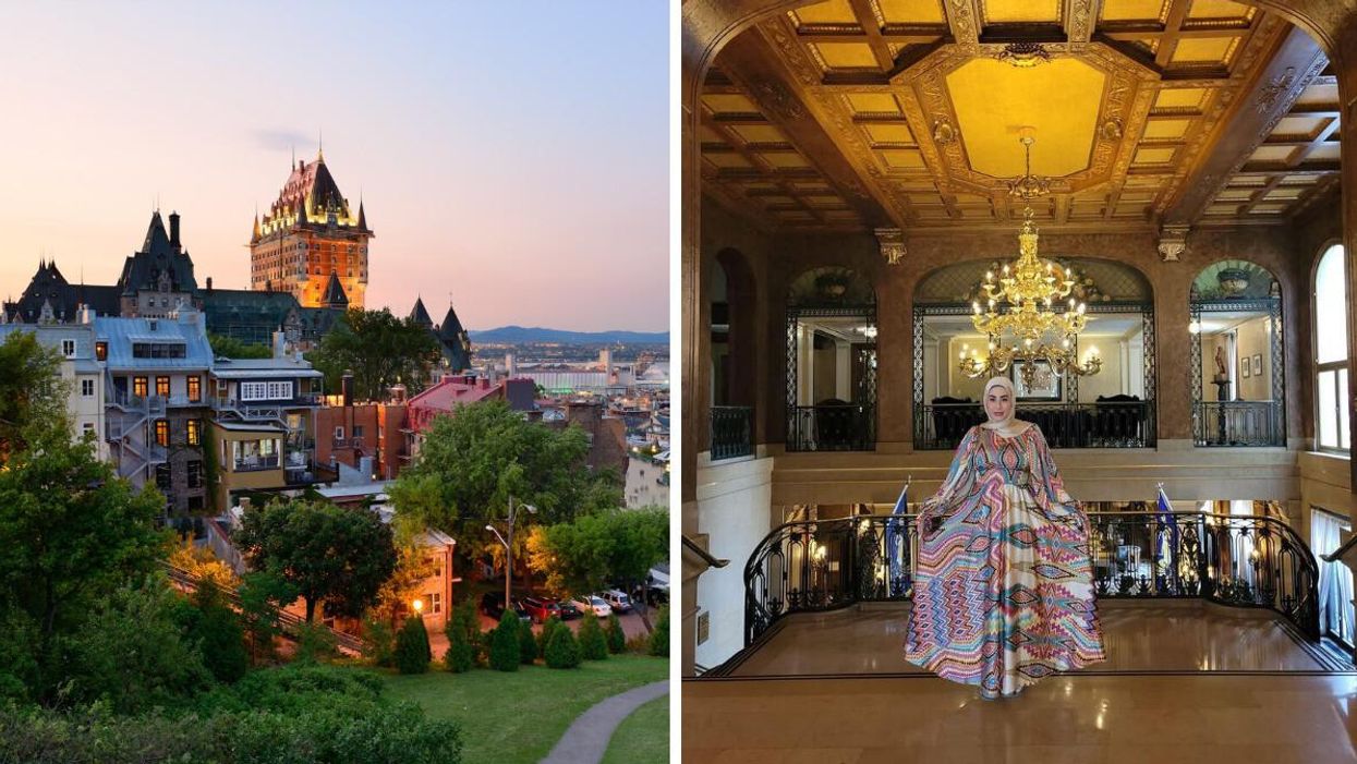 La ville de Québec. Droite : Fairmont le Château Frontenac à Québec.