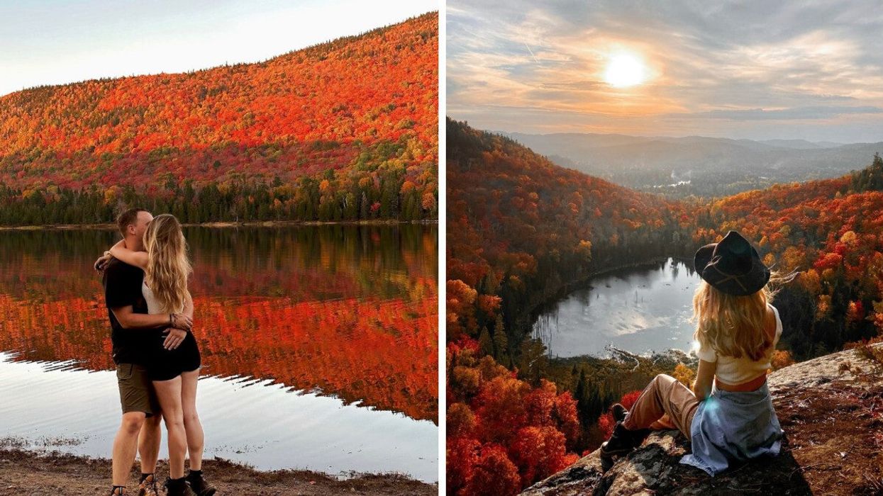 Lac Legault, Mont Kaaikop. Droite : Mont King (Val-David), dans les Laurentides.