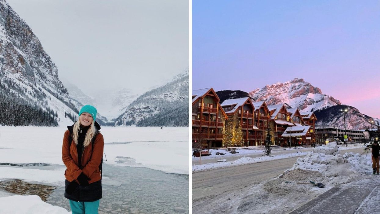 Lake Louise in Banff National Park. Right: Banff.