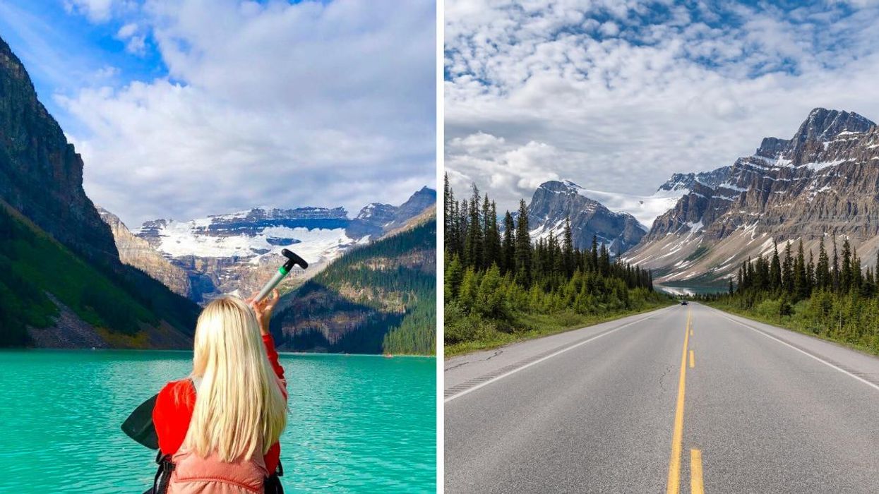 Lake Louise. Right: Road in Banff.