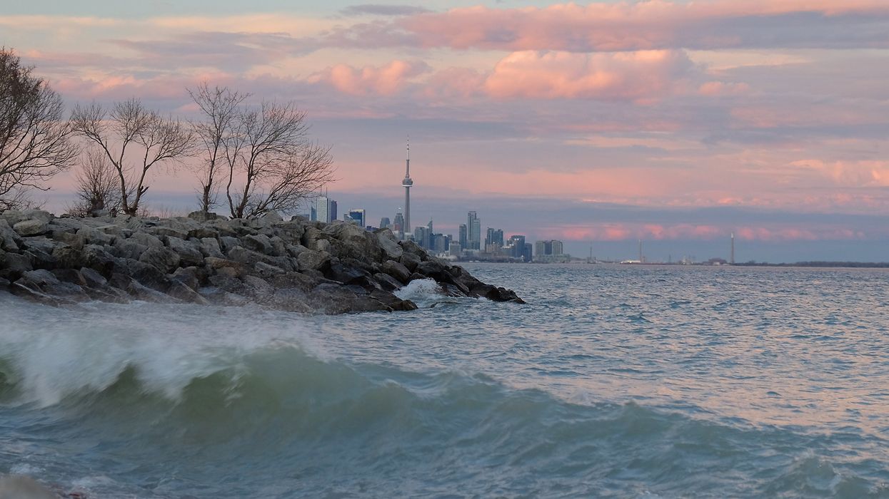 Lake Ontario with the Toronto skyline in the distance.