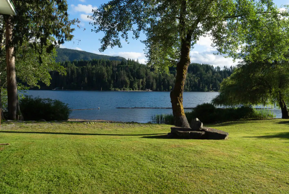 Lake views and large backyard at the Airbnb.