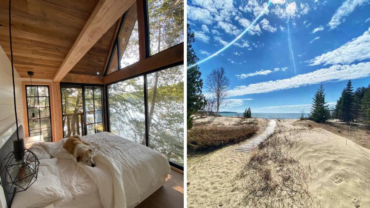 Lakefront Airbnb in Utterson, Ontario. Right: Cottage Airbnb in Miller Lake, Ontario.