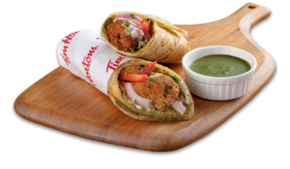 Lamb kebab wrap in Tim Hortons India.