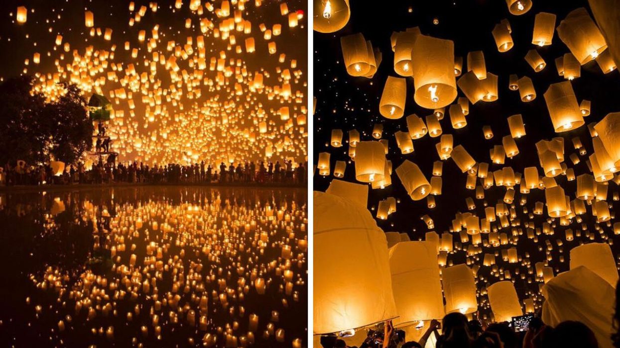Lanterns being released at The Lights Festival.
