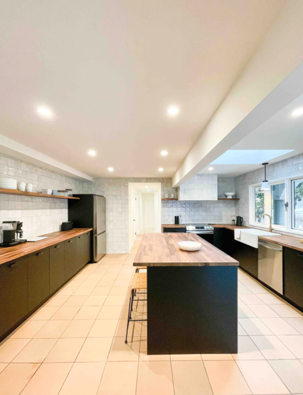 Large kitchen in the Airbnb.