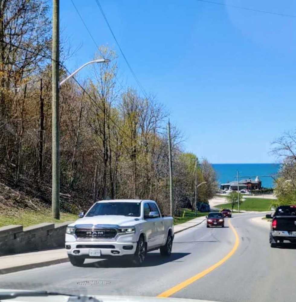Large trucks drive on Canada's even larger roads.