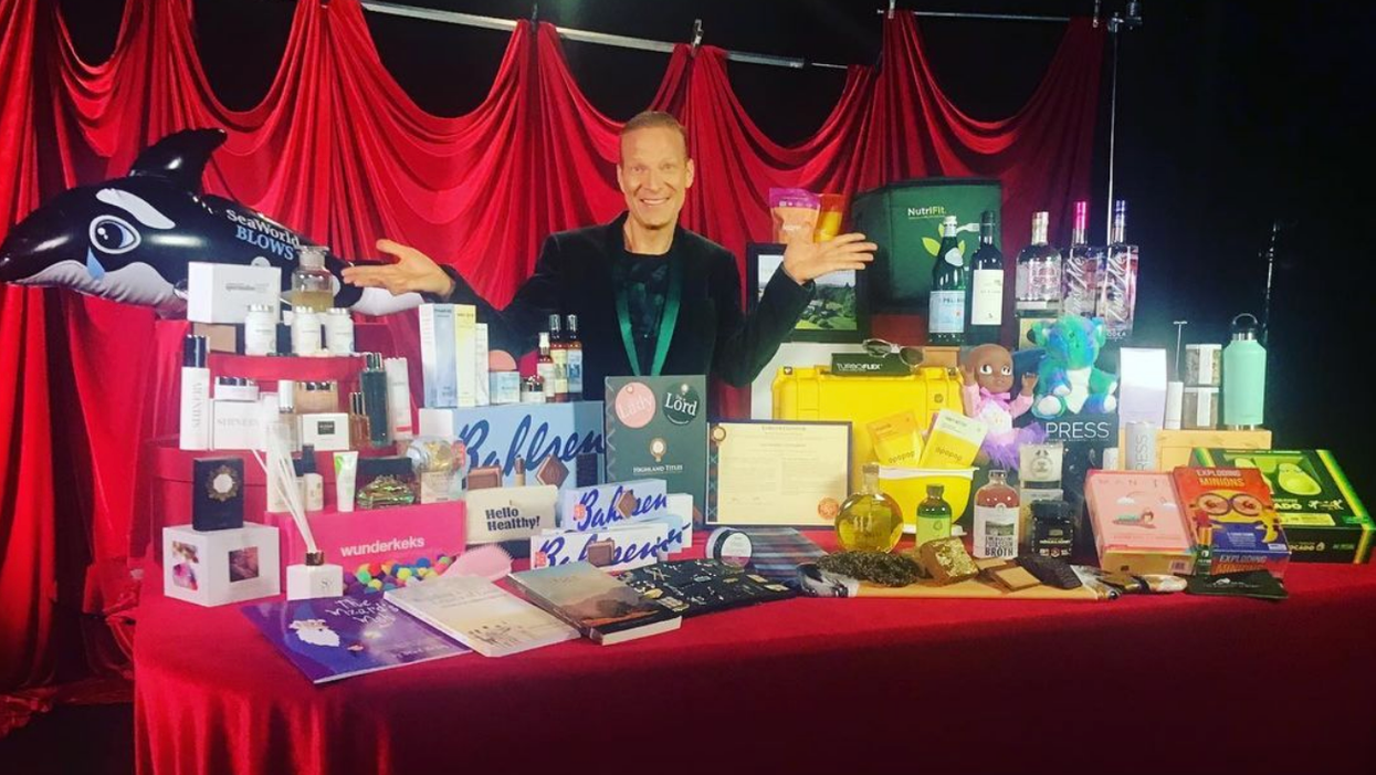 Lash Fary, Distinctive Assets founder Lash Fary with the 2022 Oscar swag bag.