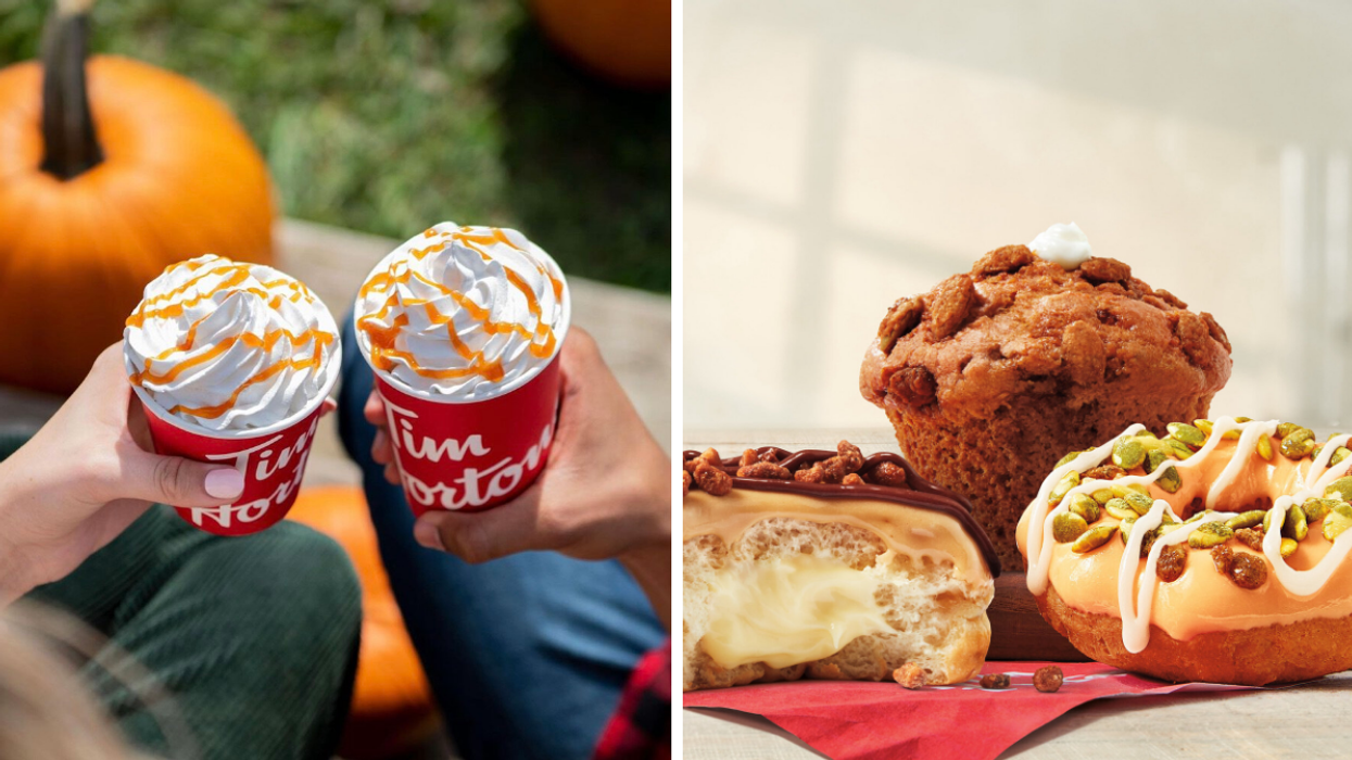 Latte aux épices d'automne. Droite : Desserts aux épices d'automne.