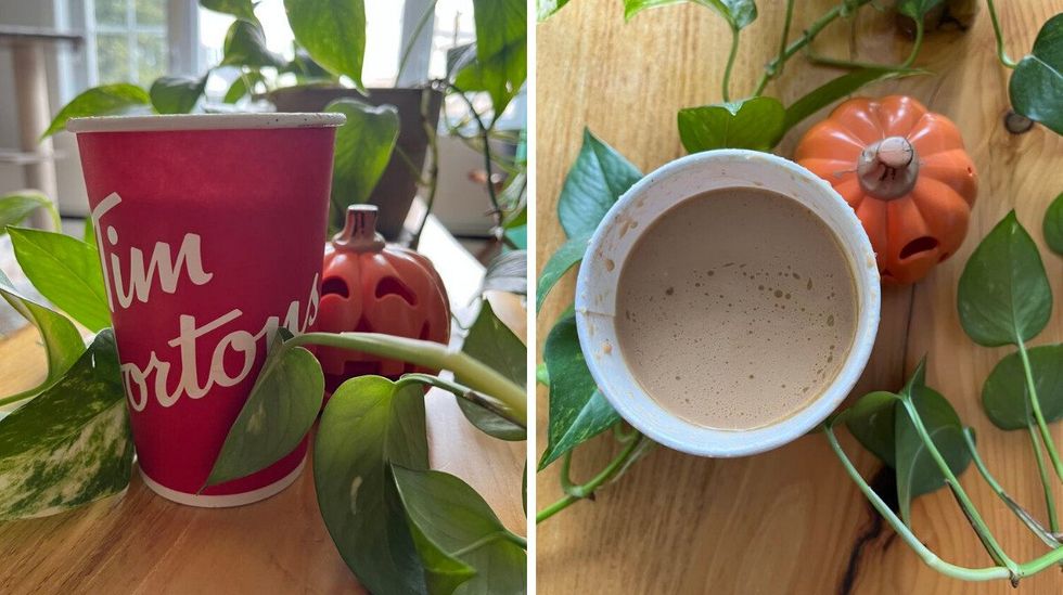 Latte aux \u00e9pices d'automne Tim Hortons.