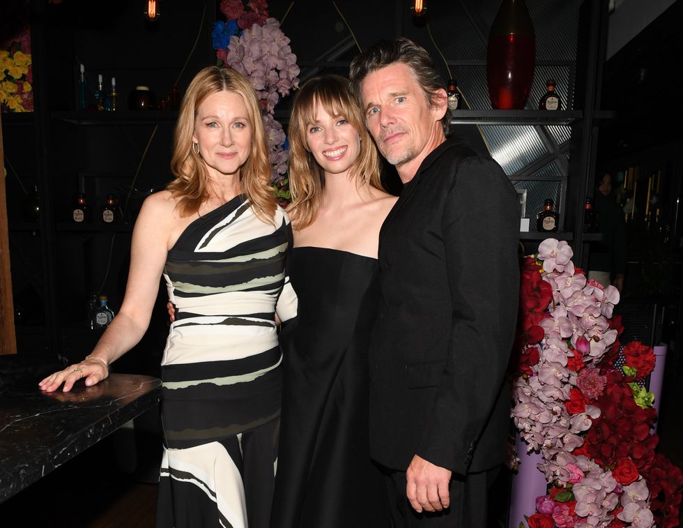 Laura Linney, Maya Hawke and Ethan Hawke at Clio in Toronto on September 11, 2023.