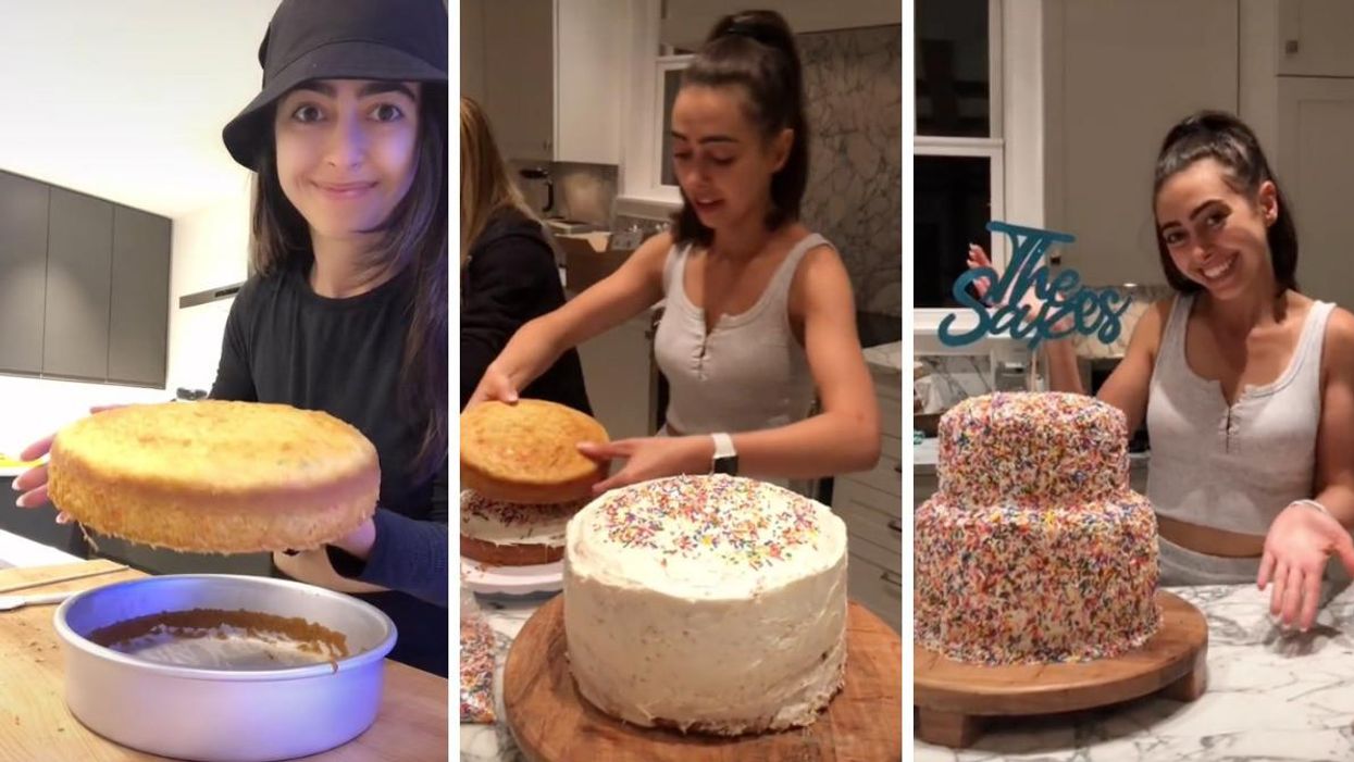 Laura Saxe bakes a wedding cake on TikTok.