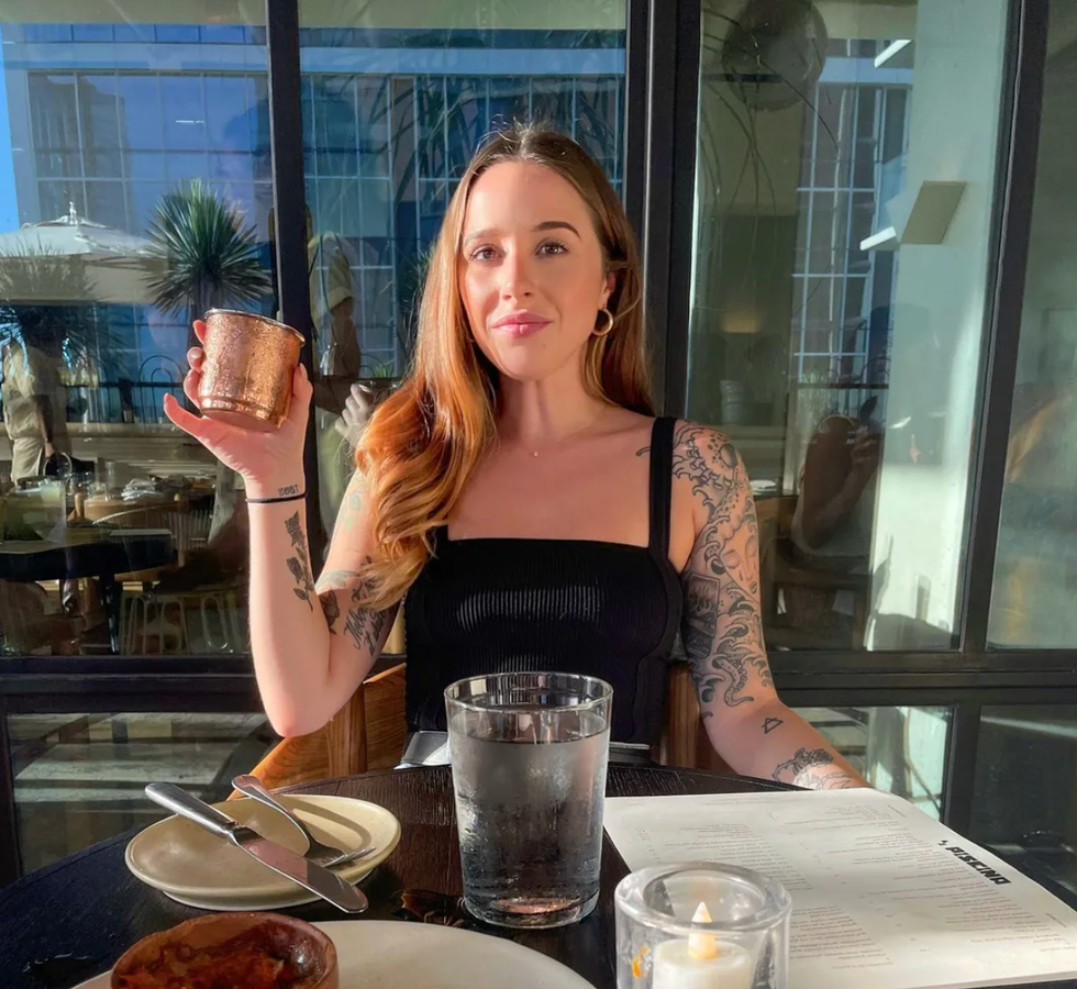 Lauren Pounds eating at an Austin restaurant.