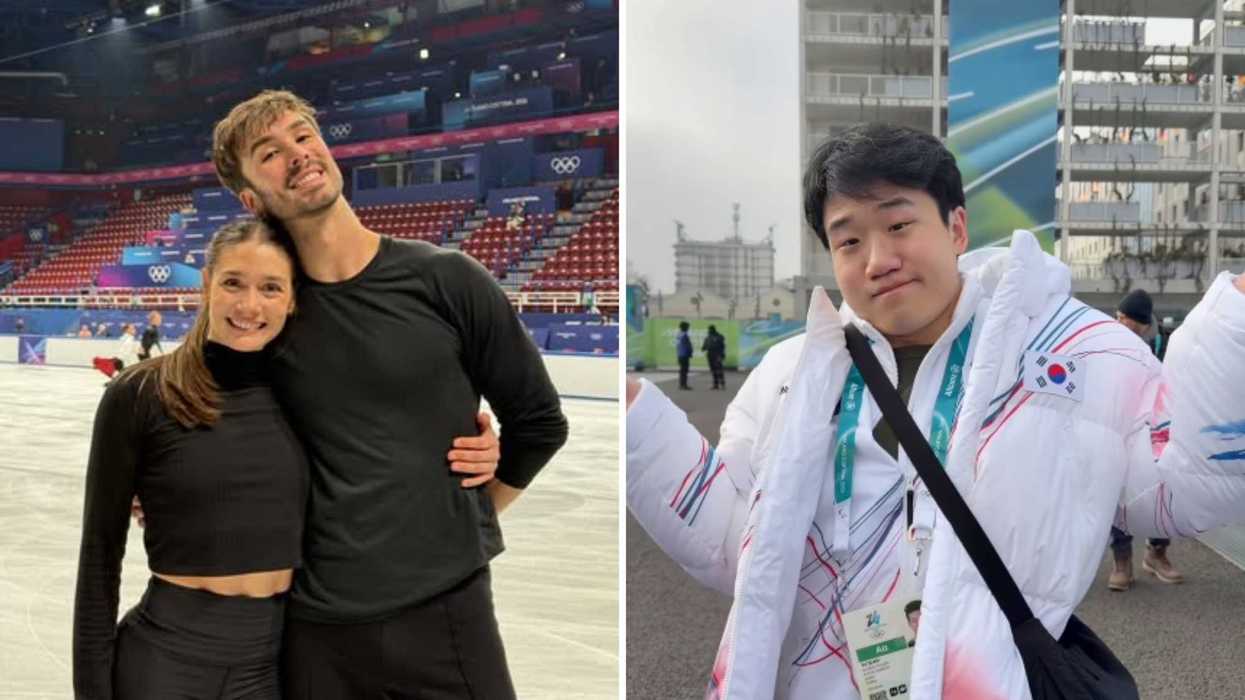 Laurence Fournier Beaudry et son partenaire. Droite : Ye Quan