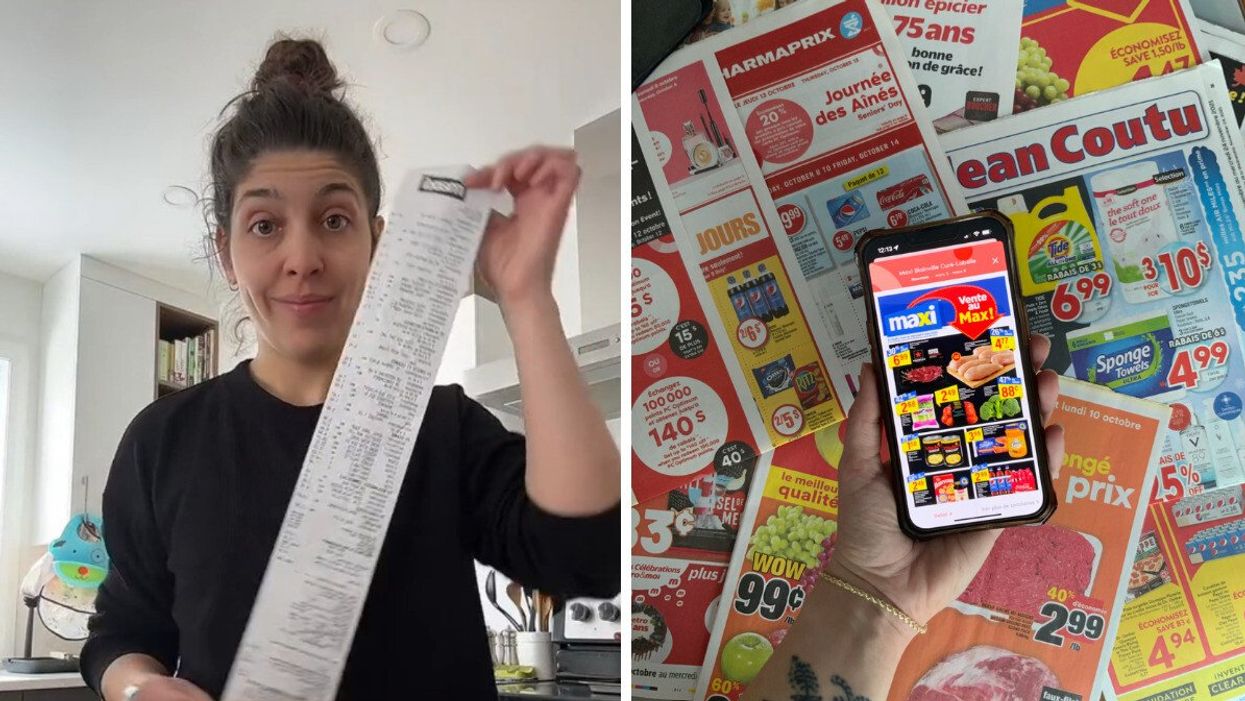 Lauriane Charles sur TikTok. Droite : Le couponing au Québec.