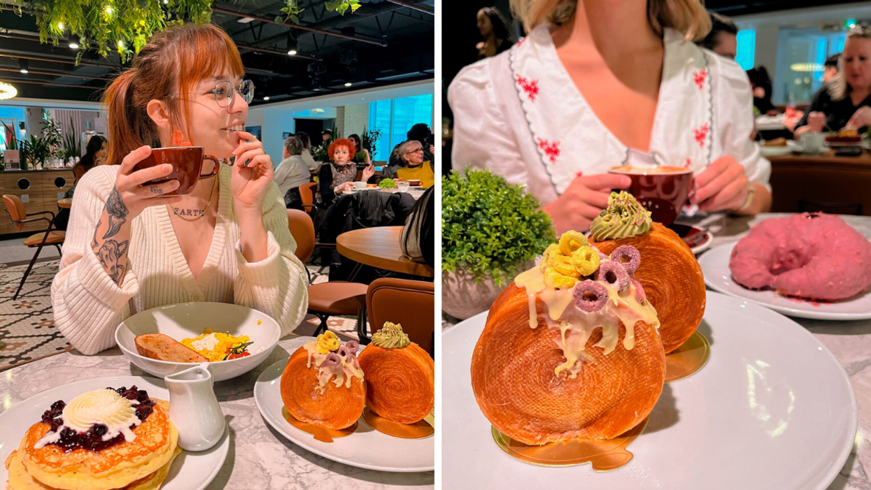 Laurie Forget au Amea. Droite : Assiette de New York Rolls.