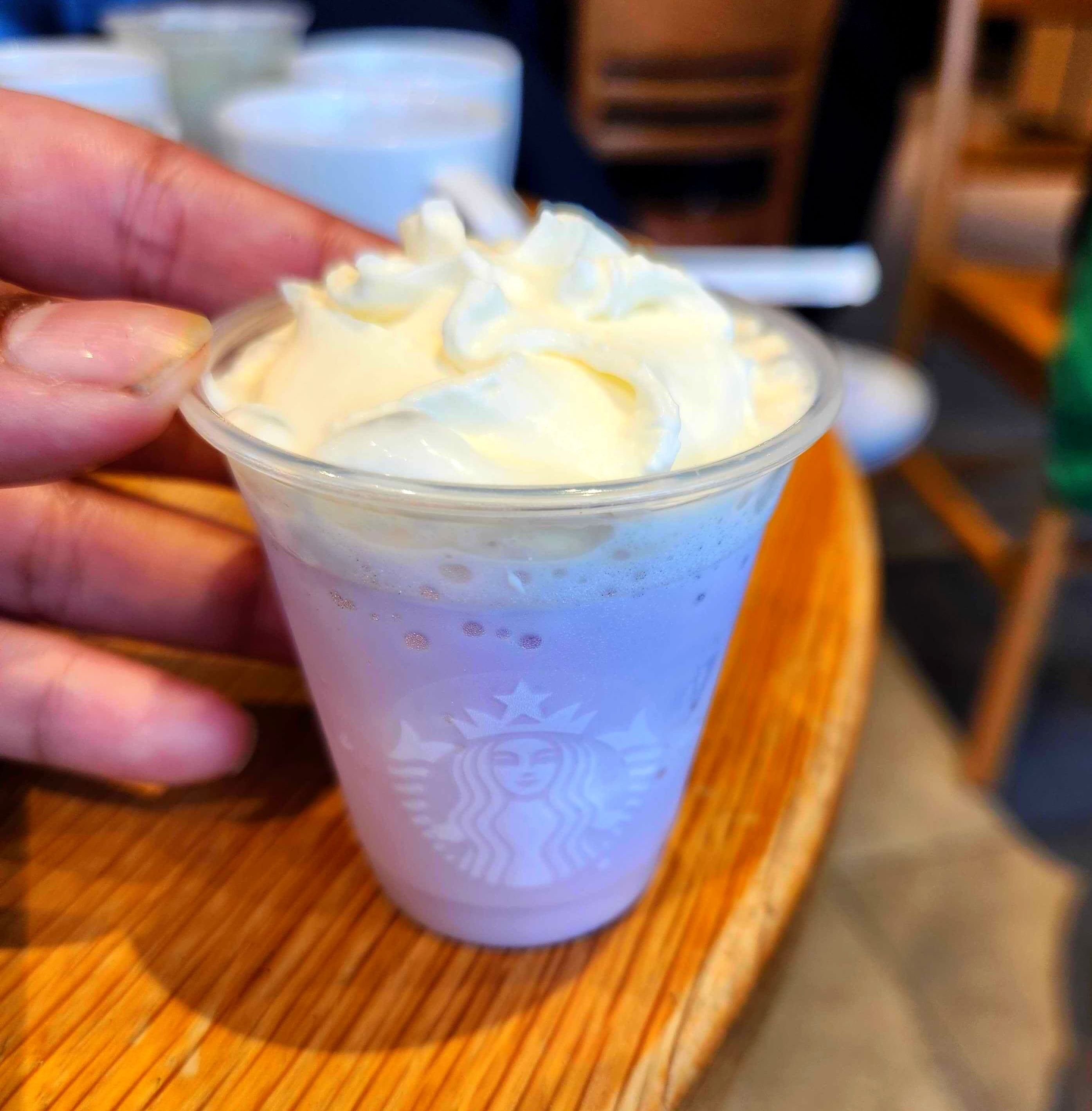 Lavender Cr\u00e8me Frappuccino at Starbucks.