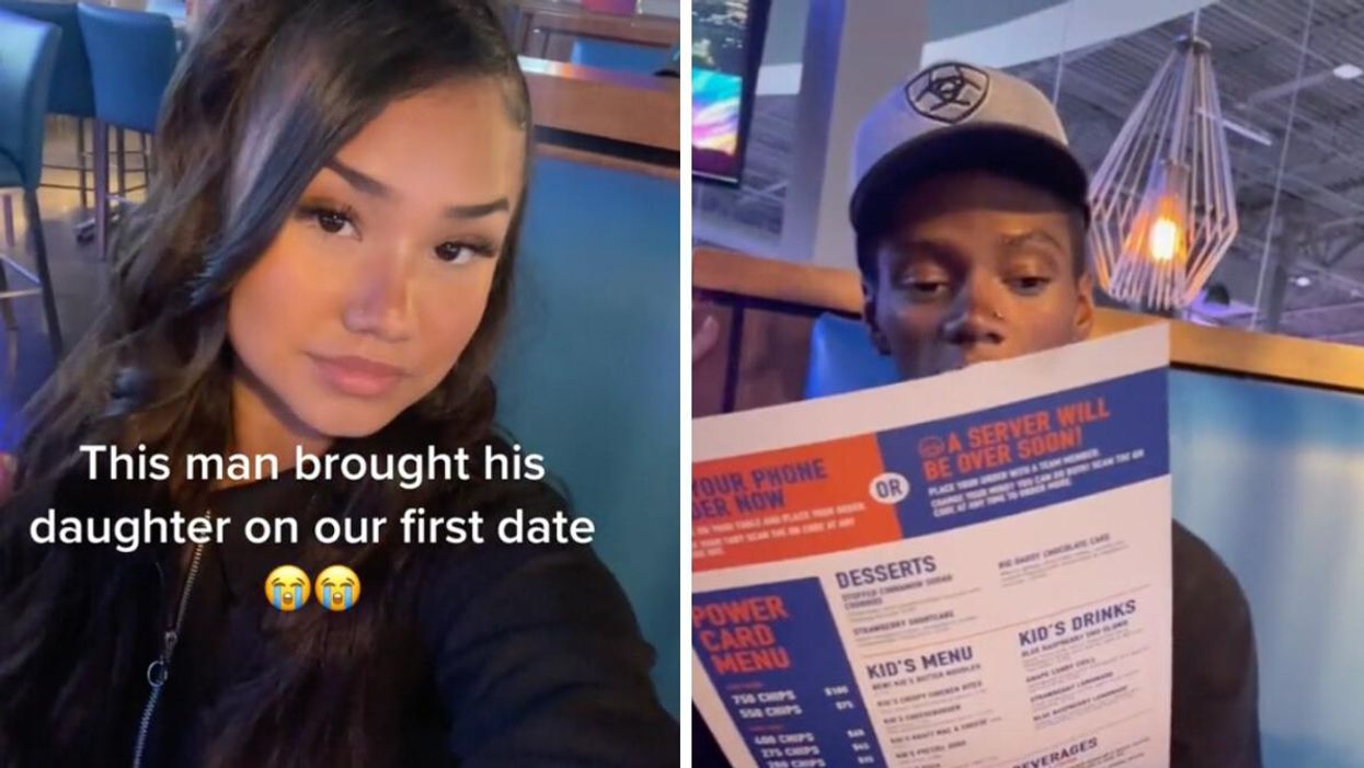 Layla on her viral TikTok video. Right: The man Layla went on a date with in her viral TikTok video.