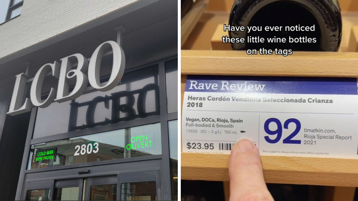 LCBO. Right: LCBO wine bottle tag.