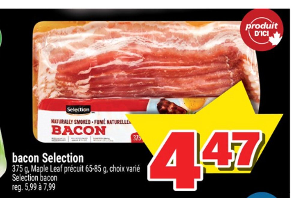 Le bacon Selection en rabais dans la circulaire du Costco.