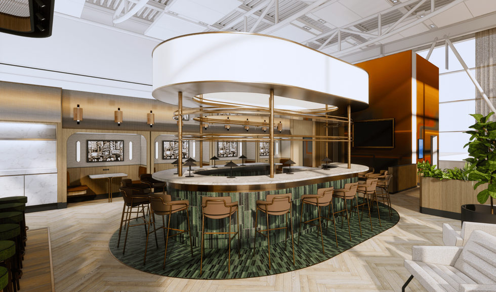 Le bar central du salon Aspire AMEX.