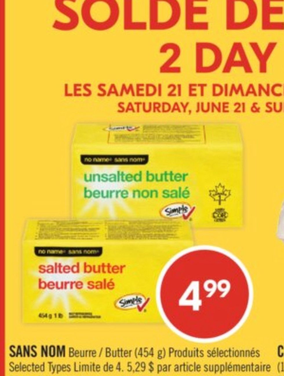 Le beurre dans la circulaire du Pharmaprix.