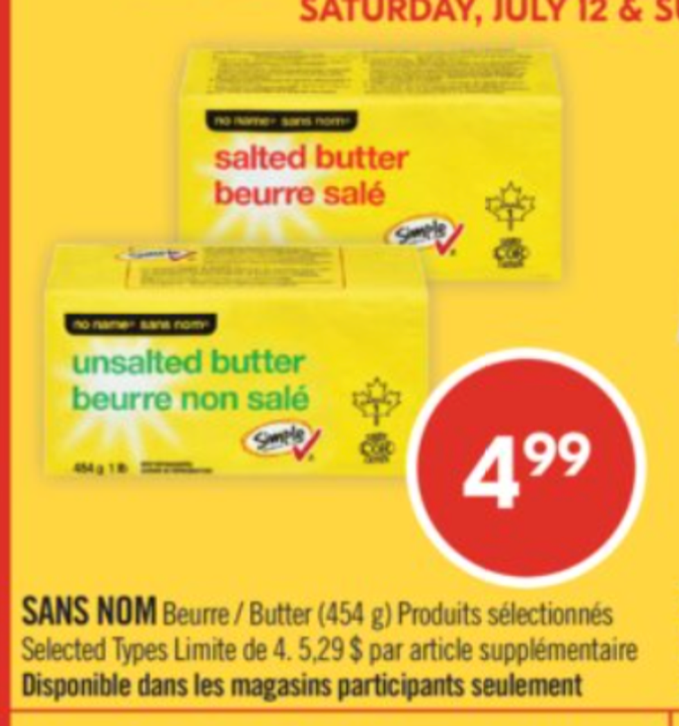 Le beurre en rabais dans la circulaire du Pharmaprix
