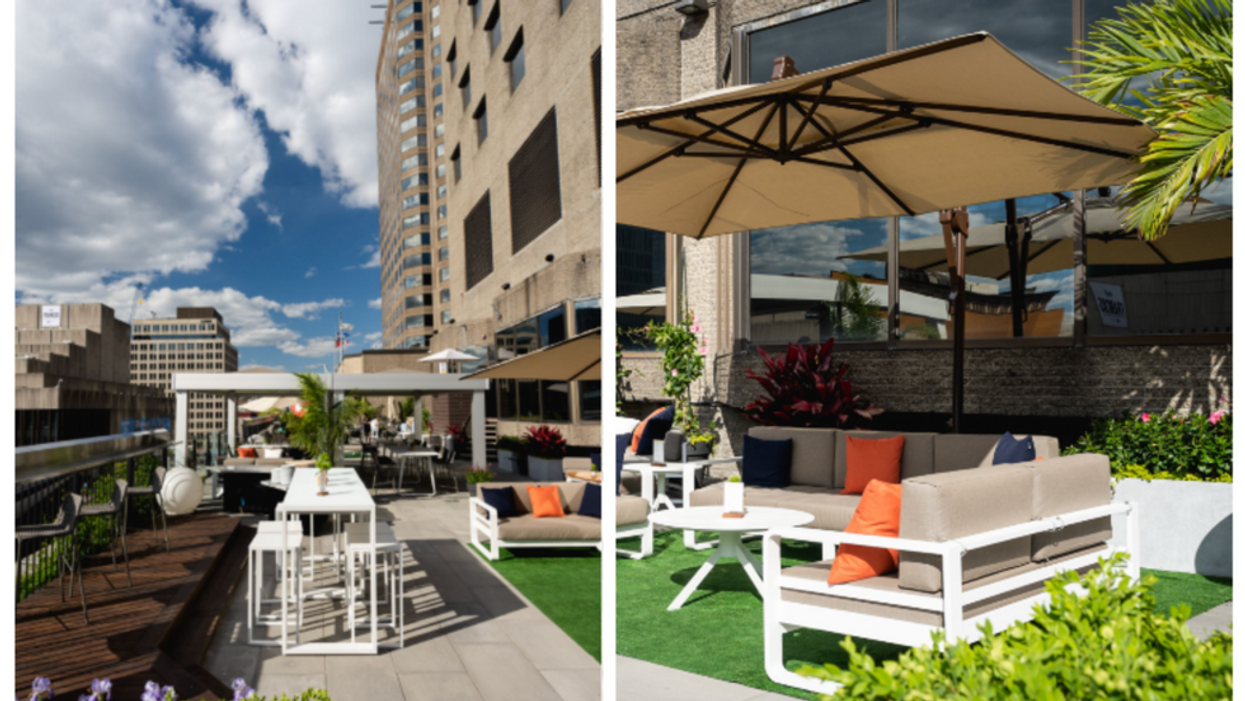 Cette nouvelle terrasse aux allures de garden party offre une vue WOW sur le centre-ville