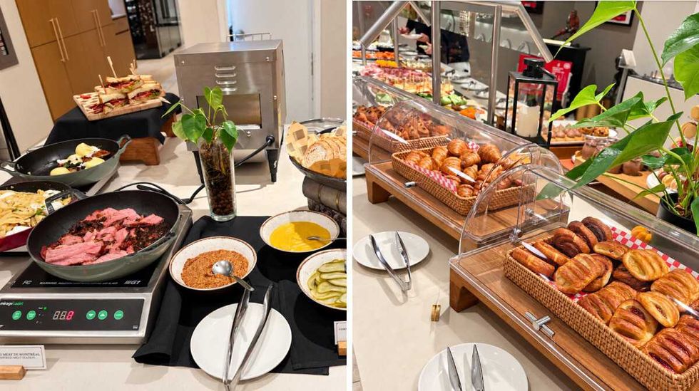 Le brunch au Lloyd. Droite : Les viennoiseries du brunch au Lloyd.