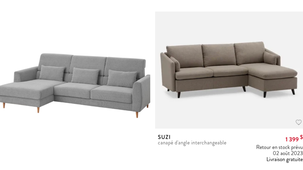 Le canap\u00e9 d'angle.