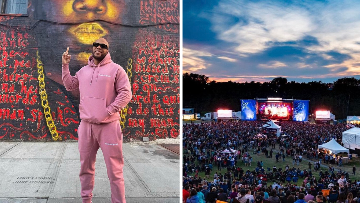 Le chanteur Flo Rida. Droite : Le festival Les Grandes Fêtes Telus.